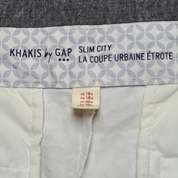 Khaki By Gap Womens Chino Pants 16 Slim City Geometric Blue & White Flat Front - Picture 8 of 12